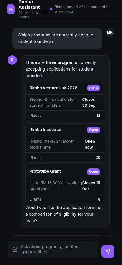 AI assistant screenshot, a Songbird working sample shown on a phone